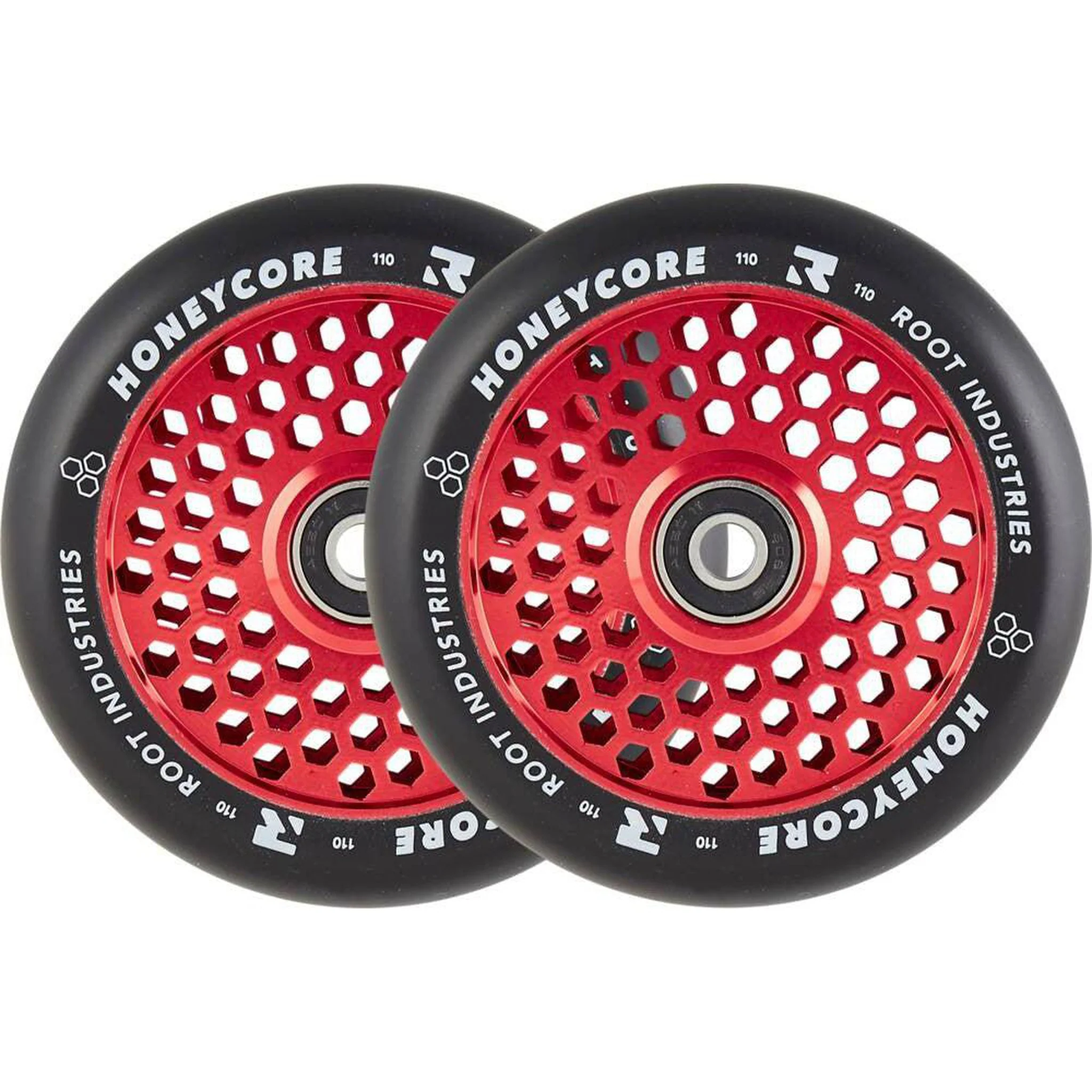 Root Honeycore Black 110mm Pro skotu riteņu sarkans