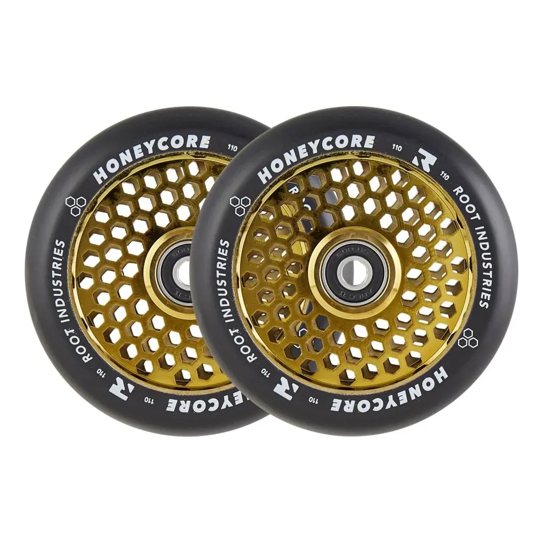 Root Honeycore Black 110mm Pro Scooter Wheels Gold